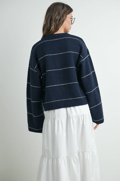Lola Button Front Striped Cardigan