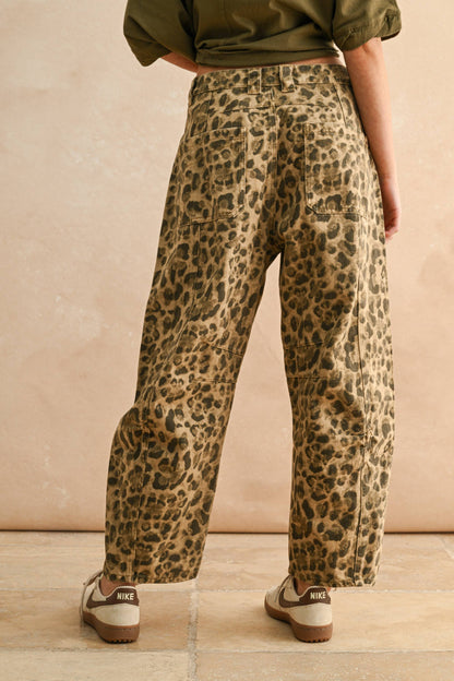 Sasha Leopard Print Barrel Pants
