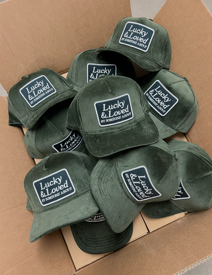 Lucky & Loved By Someone Above Corduroy Hat