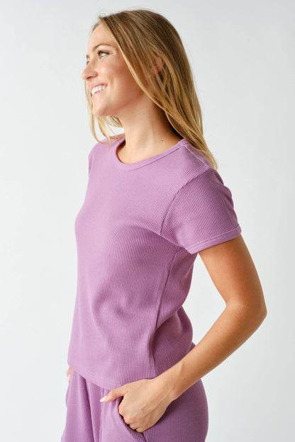Kadi Waffle-Knit Short-Sleeve Tee