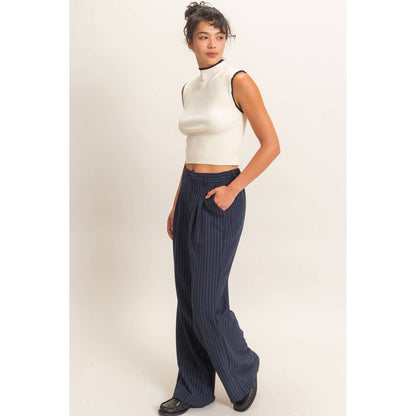 Tate Pinstripe Wide-Leg Trousers