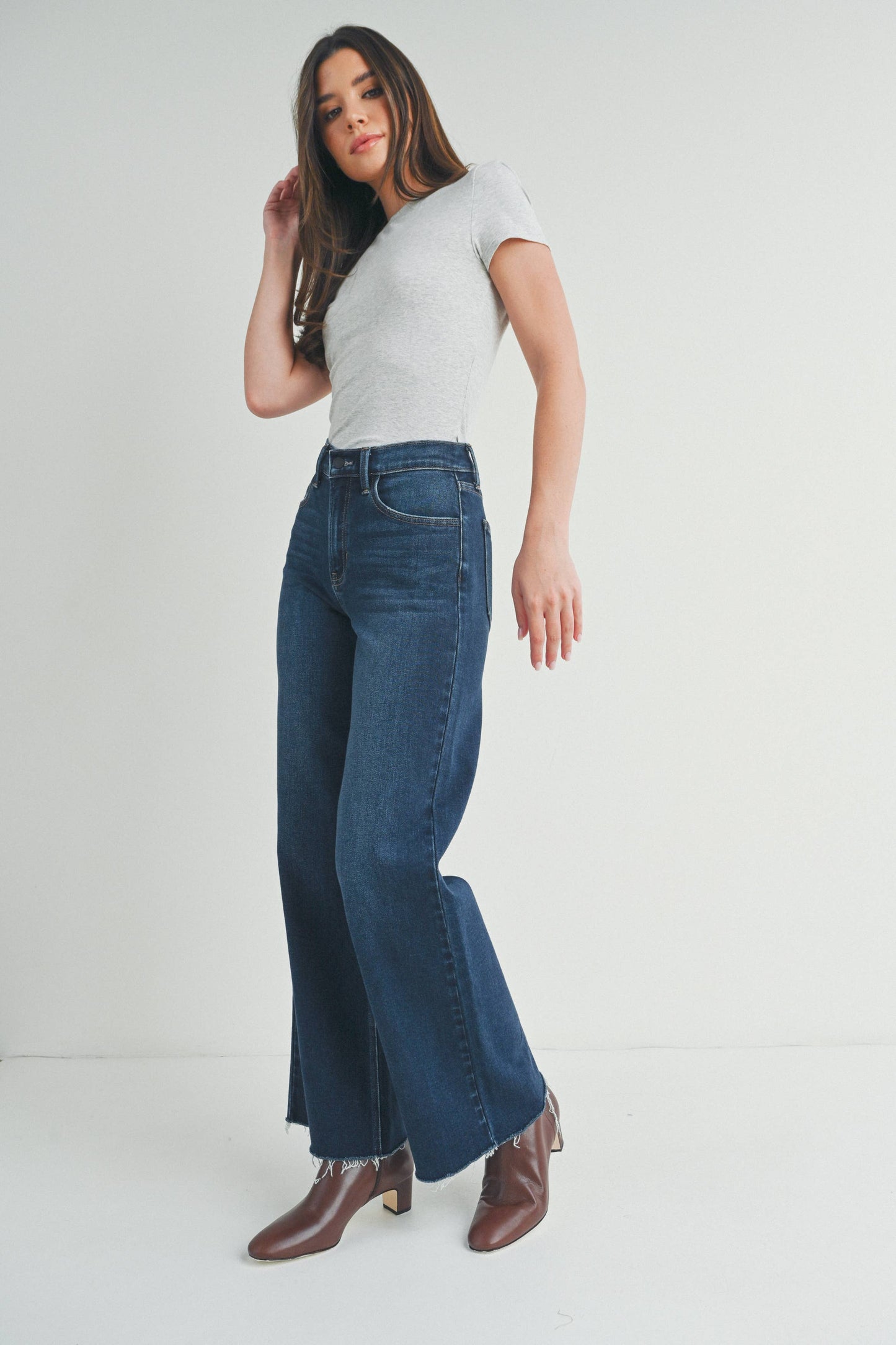 Josie Raw Hem Wide Leg Jean