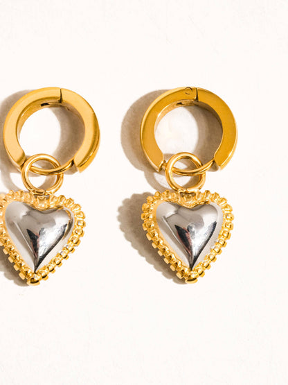 Savon Mixed Metal Heart Huggies | Waterproof Jewelry