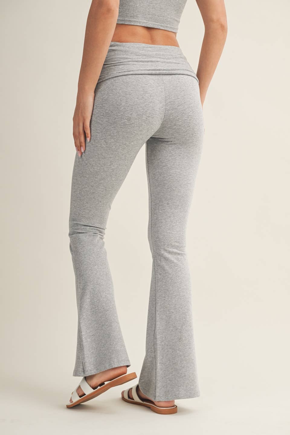 Sara Soft Heathered Knit Foldover Flare Pants