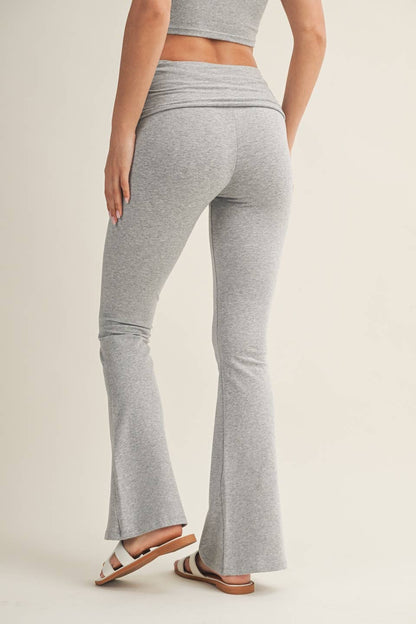 Sara Soft Heathered Knit Foldover Flare Pants