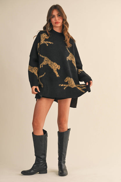 Hanna Cheetah Mockneck Sweater
