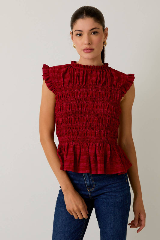Jenni Smocked Mock Neck Blouse