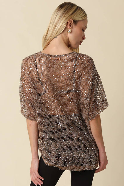 Rena Sequin Mesh Top