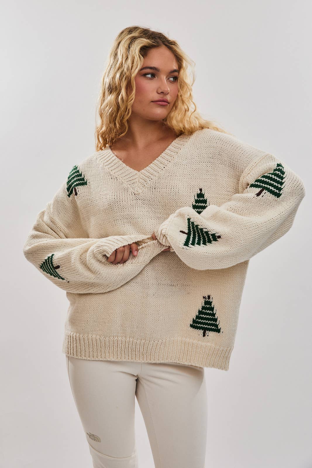 Pleasing Pine V Neck Sweater