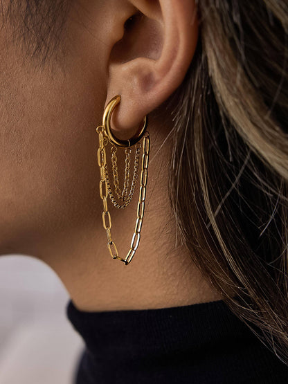 Vianne Multi Chain Drop Earrings | Waterproof Jewelry
