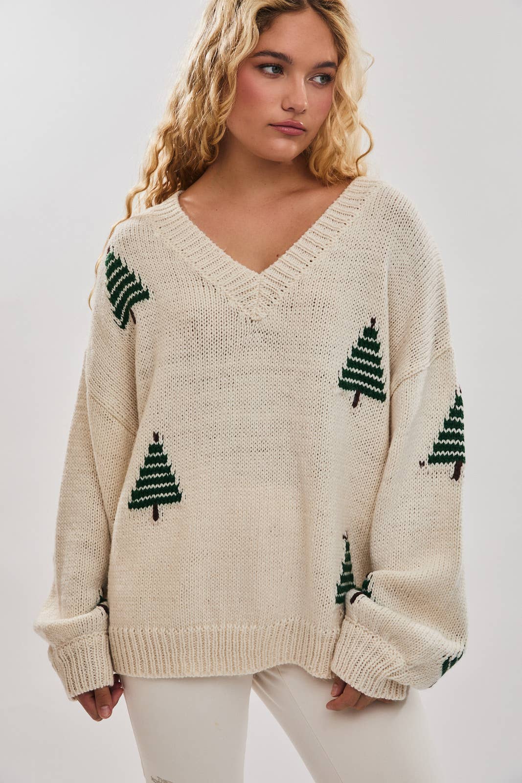 Pleasing Pine V Neck Sweater