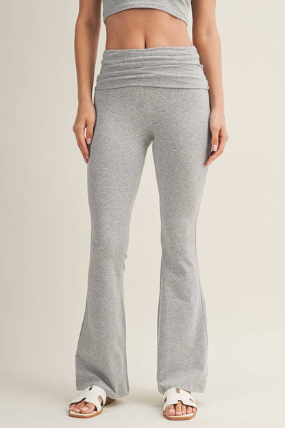 Sara Soft Heathered Knit Foldover Flare Pants