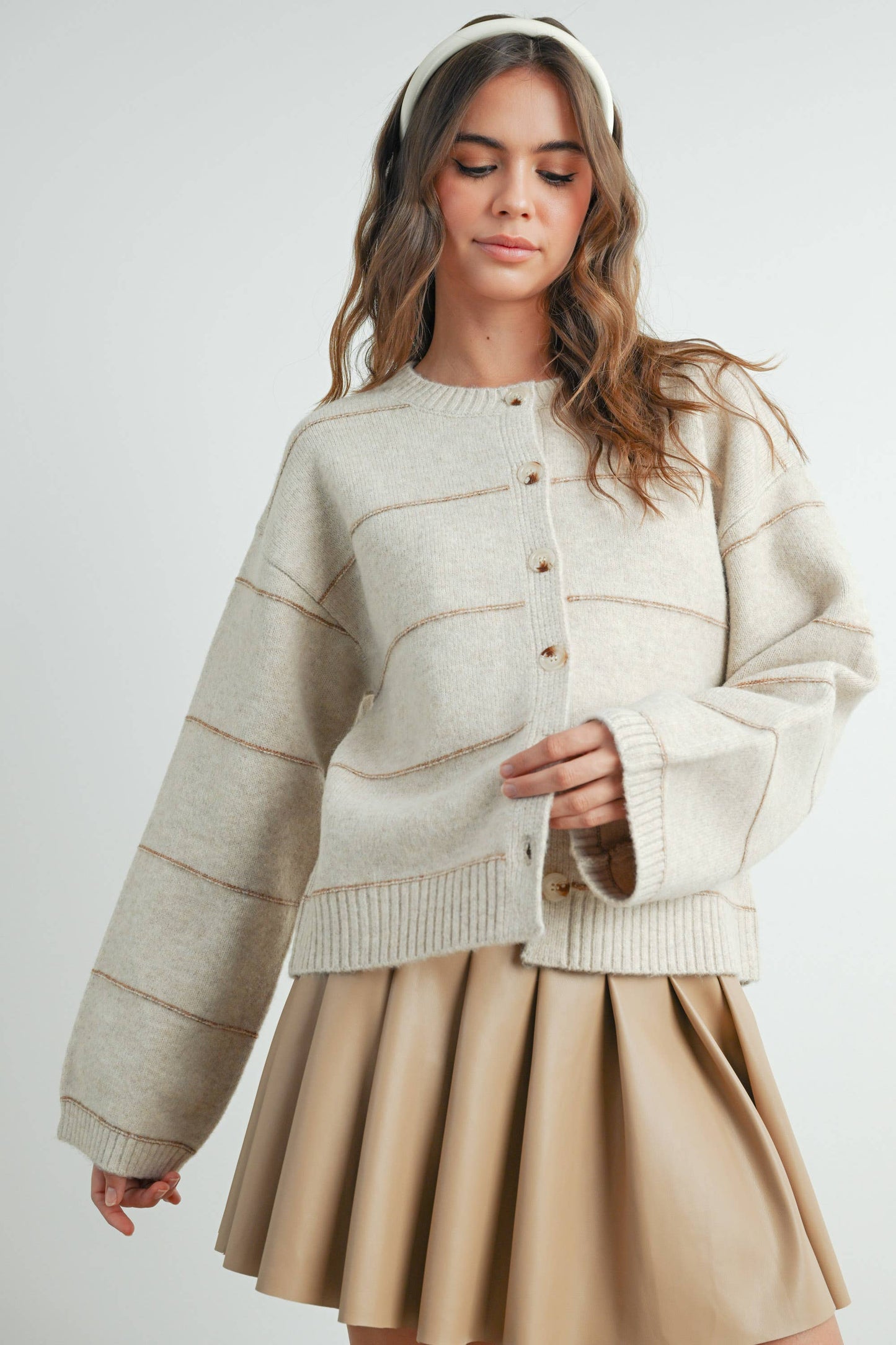 Lola Button Front Striped Cardigan