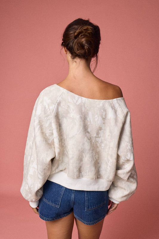 Indy Off Shoulder Camo Crew