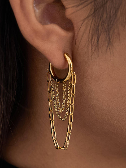 Vianne Multi Chain Drop Earrings | Waterproof Jewelry