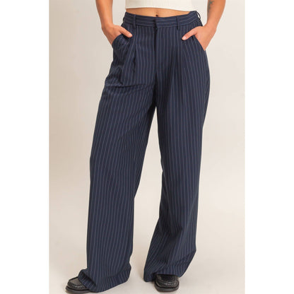 Tate Pinstripe Wide-Leg Trousers
