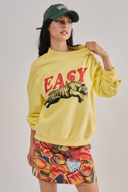 Easy Tiger Graphic Mock Neck Sweatshirt