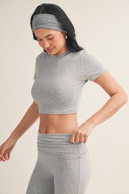 Sara Soft Heathered Knit Crewneck Tee