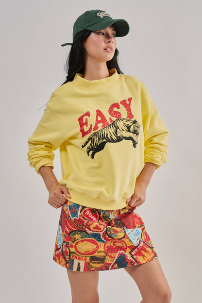 Easy Tiger Graphic Mock Neck Sweatshirt