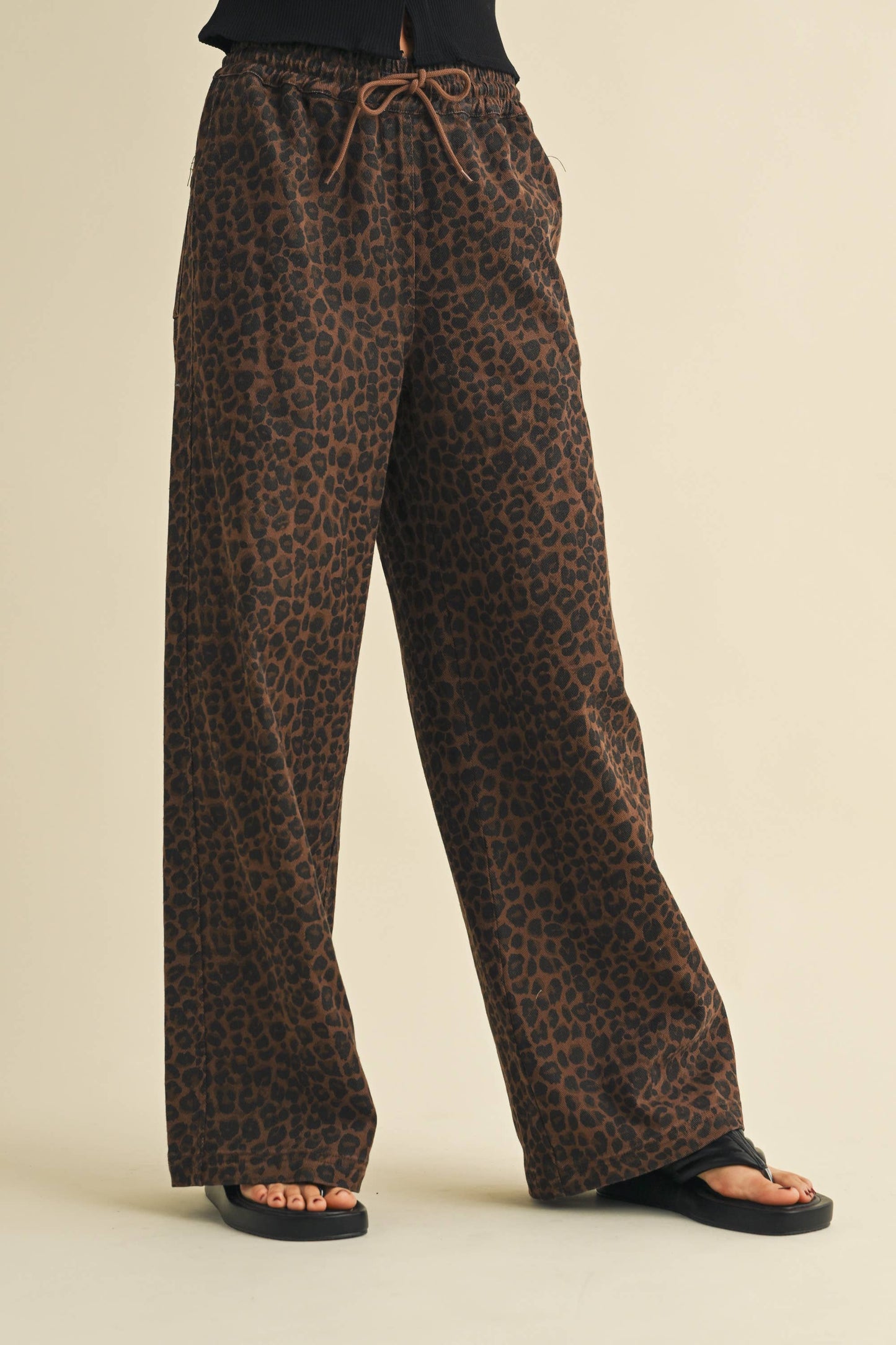Carli Leopard Wide Leg Track Pants