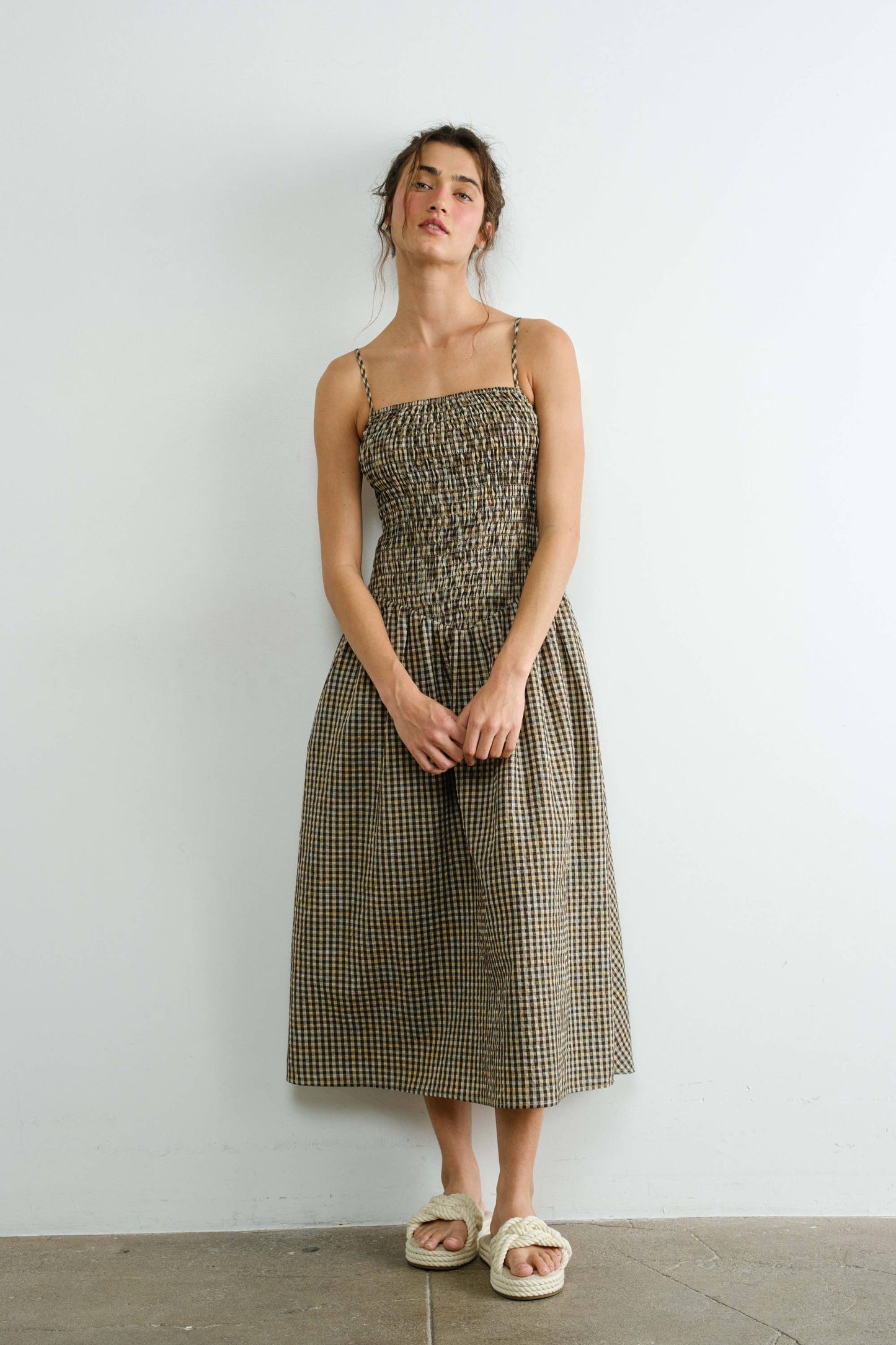 Phoebe Gingham Smocked  Midi Dress