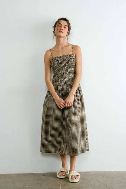 Phoebe Gingham Smocked  Midi Dress