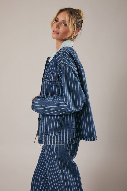 Joni Stripe Denim Barn Jacket
