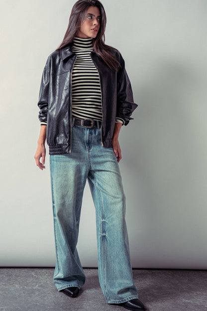 Piper Faux Leather Zip-Up Jacket