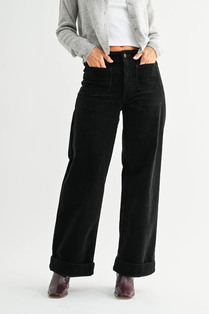 Naomi Corduroy Patch Pocket Wide Leg Pant