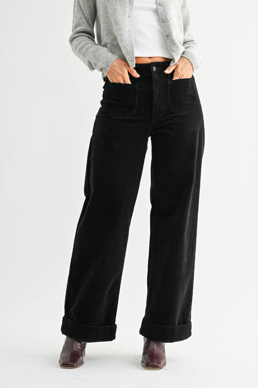Naomi Corduroy Patch Pocket Wide Leg Pant