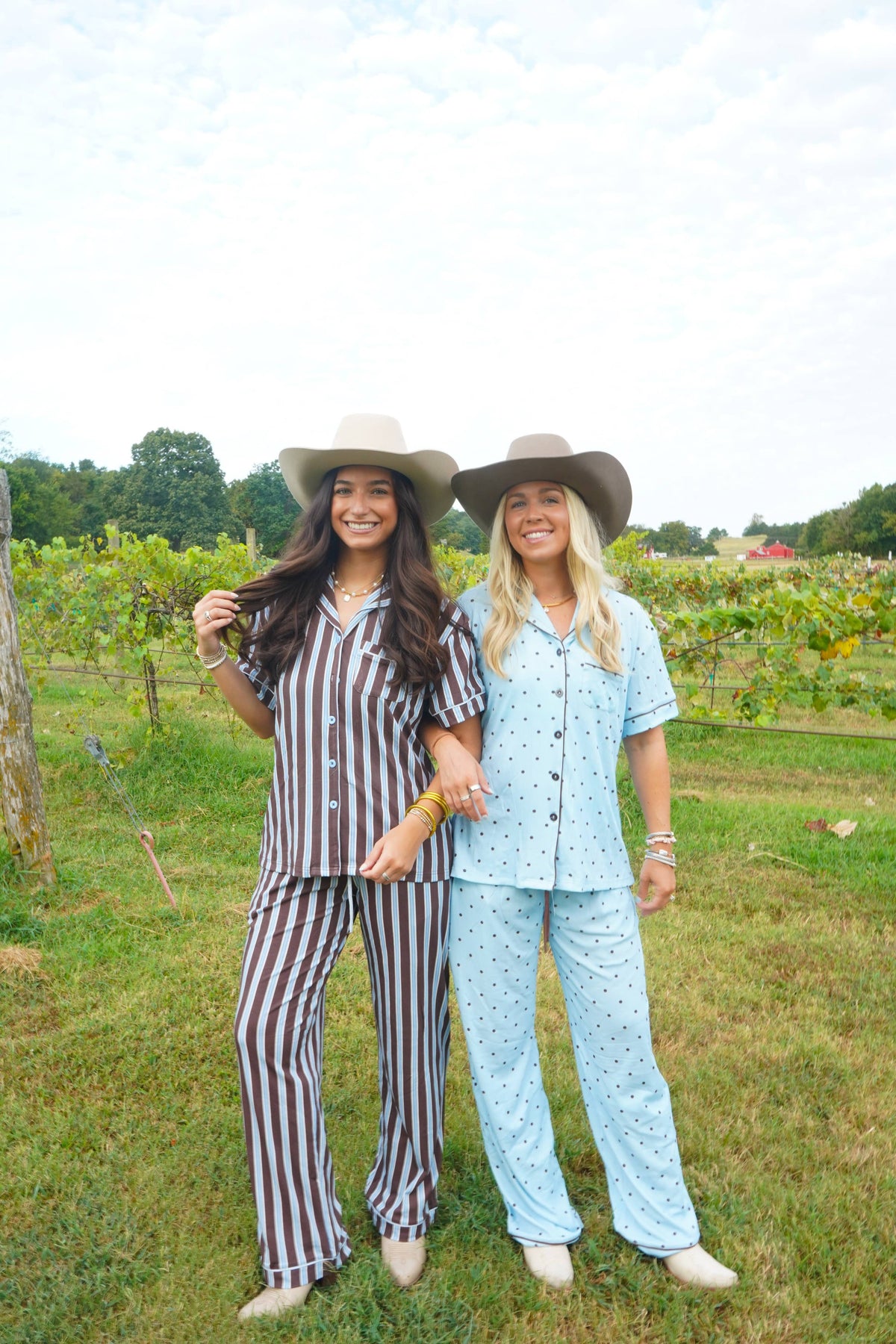 Blue & Brown Polka Dot |  Pajama Set
