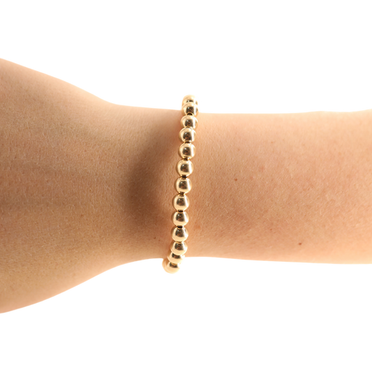 6MM Gold Beaded Bracelet | BEADED BLONDES