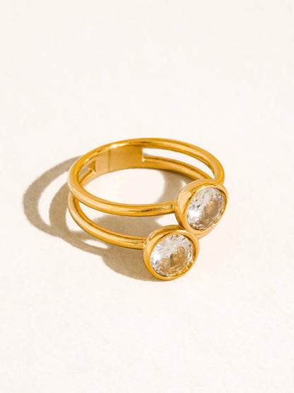 Hollis Double Stone Ring | Waterproof Jewelry
