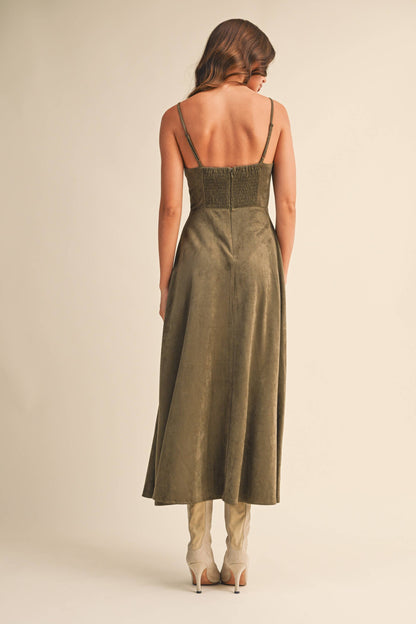 Sadie Suede Corset Midi Dress