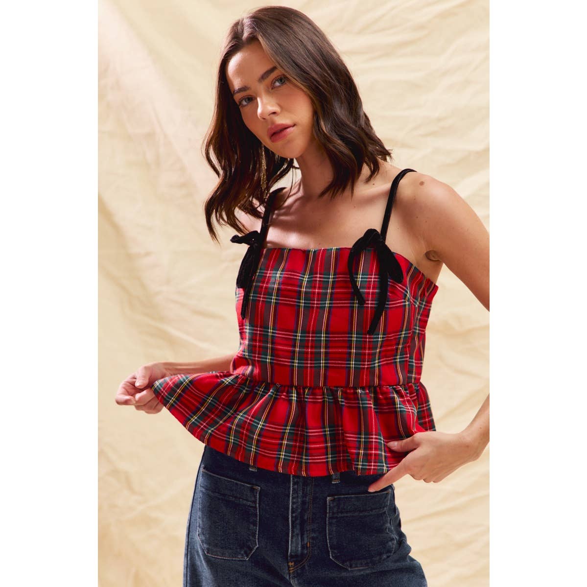 Molly Plaid Peplum Tank