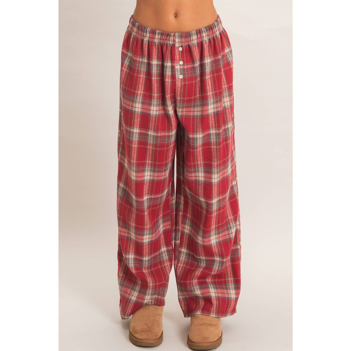 Kenzi Plaid Wide-Leg Pants
