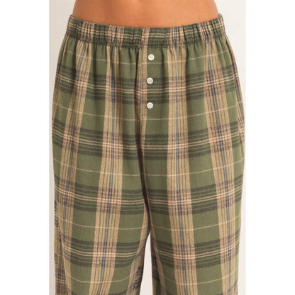 Kenzi Plaid Wide-Leg Pants