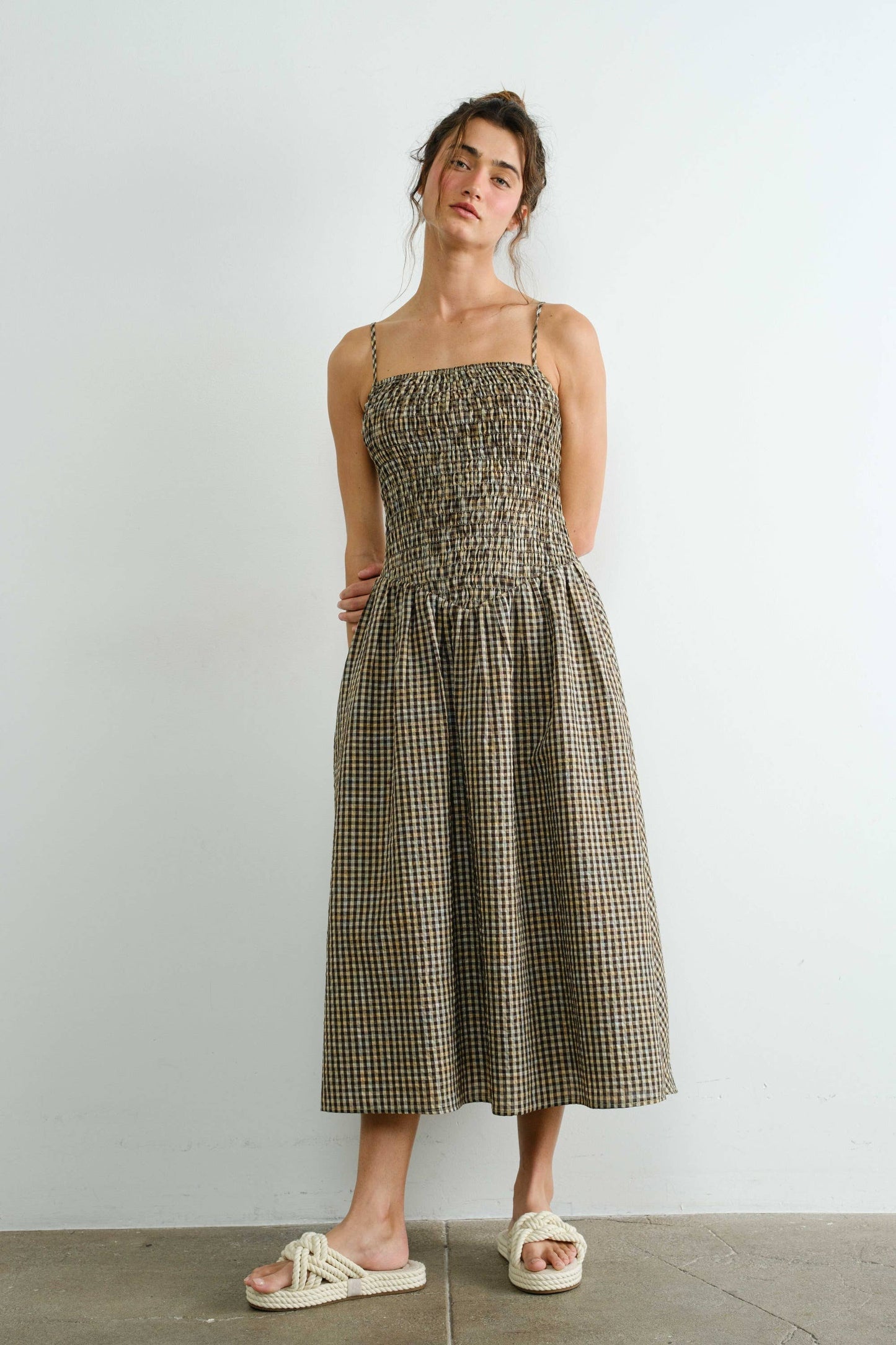Phoebe Gingham Smocked  Midi Dress