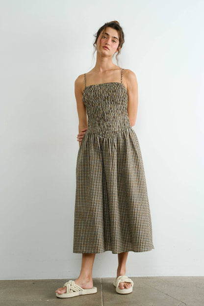 Phoebe Gingham Smocked  Midi Dress