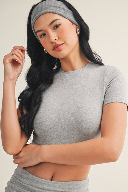 Sara Soft Heathered Knit Crewneck Tee
