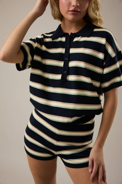 Annie Stripe Collared Romper
