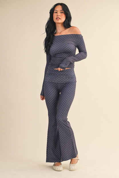 Mable Polka Dot Print Off The Shoulder Top