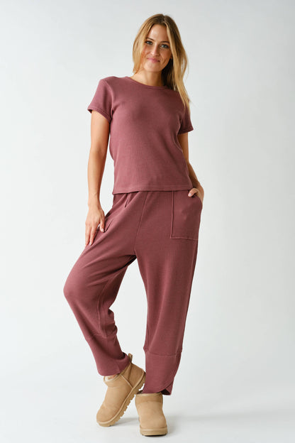 Kadi Waffle-Knit Short-Sleeve Tee