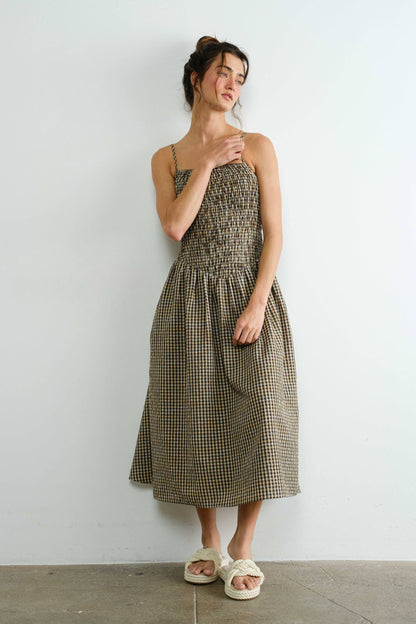 Phoebe Gingham Smocked  Midi Dress