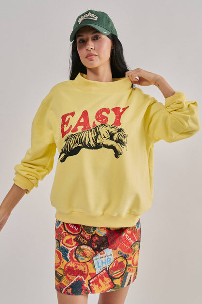 Easy Tiger Graphic Mock Neck Sweatshirt