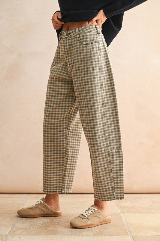 Ginger Gingham Barrel Pants