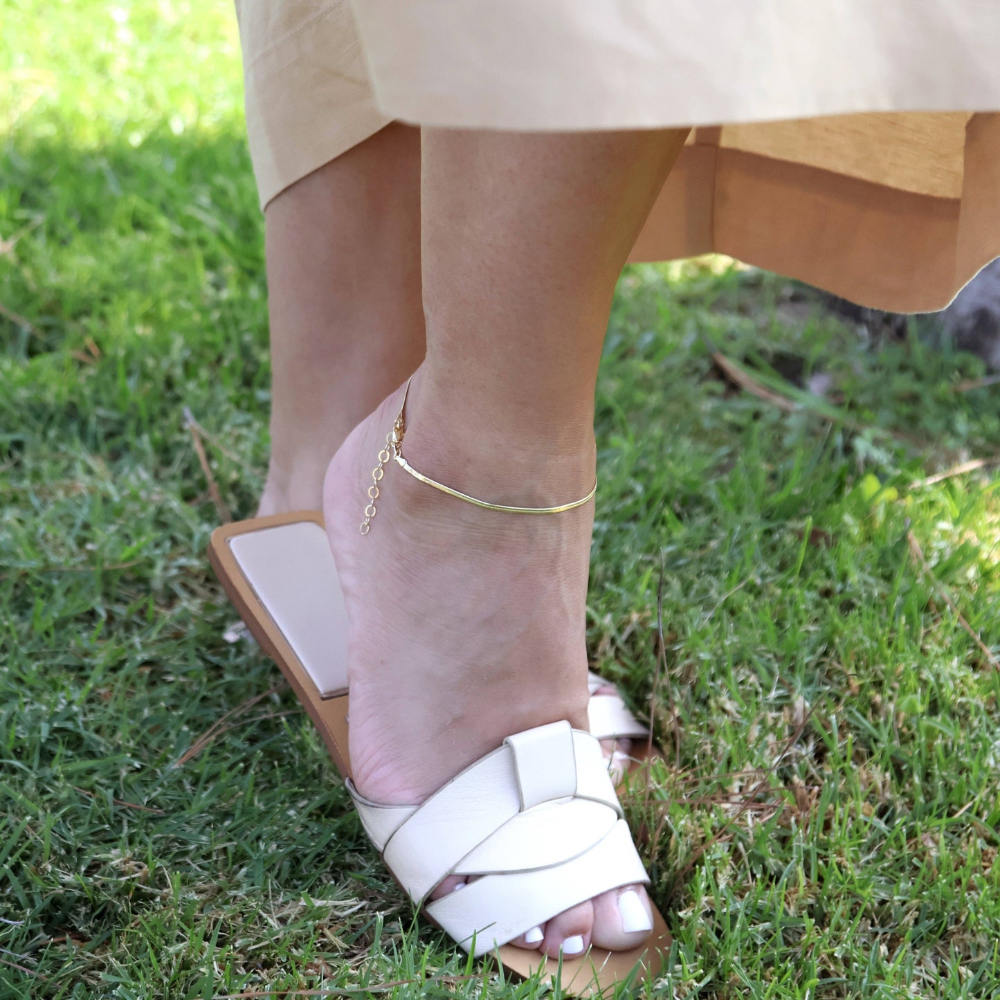 Herringbone Anklet | Waterproof Jewelry
