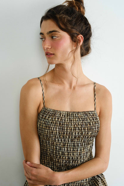Phoebe Gingham Smocked  Midi Dress