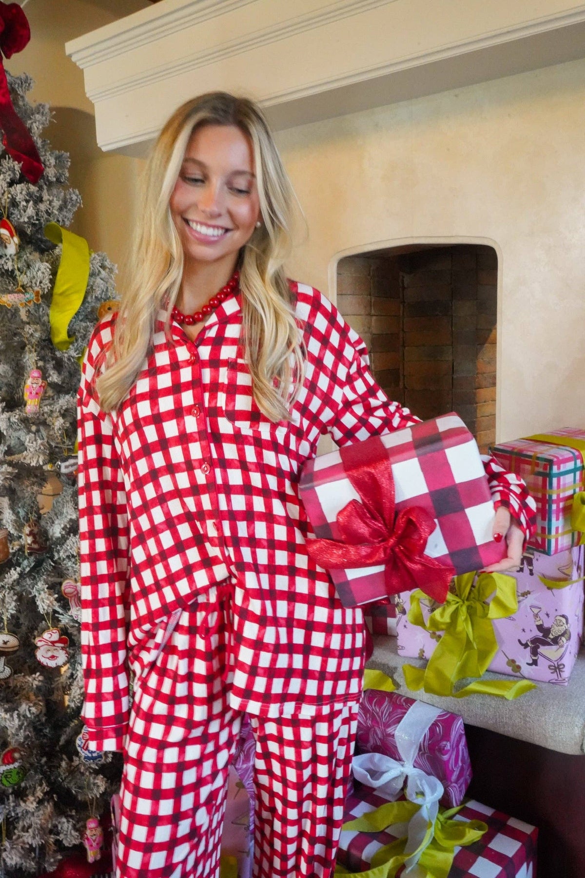 Red Gingham Pajama Set