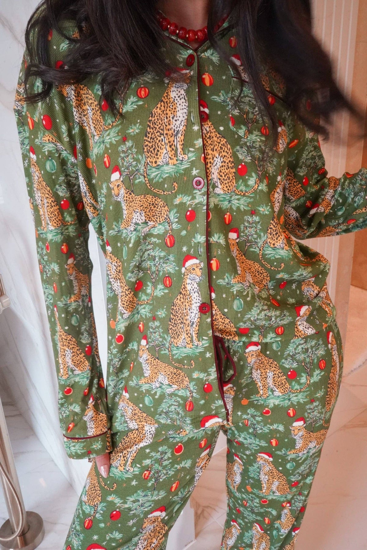 Christmas Cheetah Pajama Set